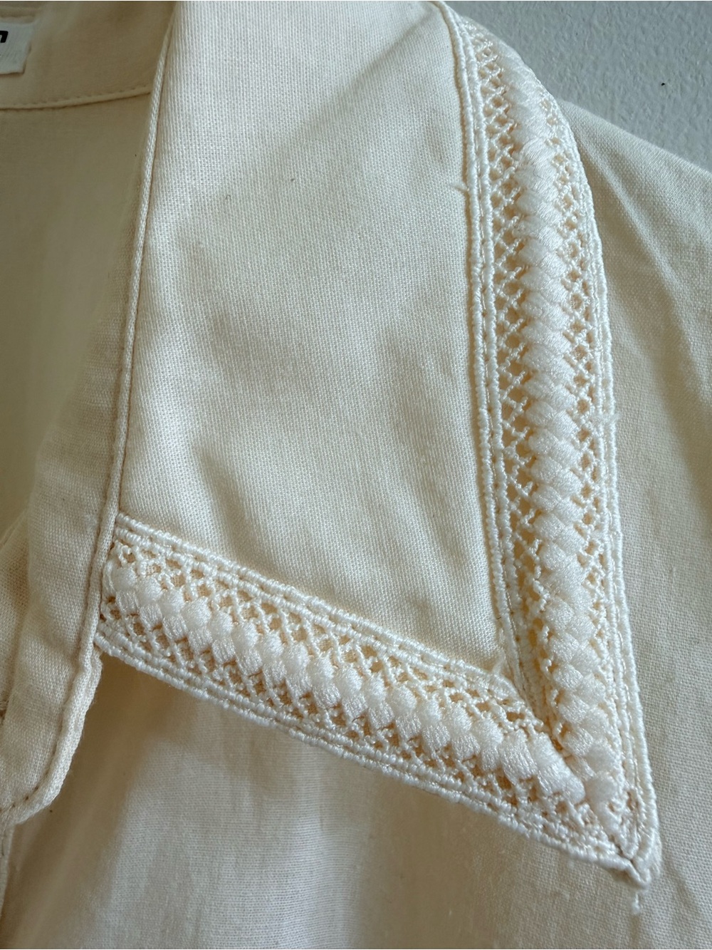 TCEC Cream Tiered Peplum Ruffle Blouse 100% Cotton Size Small - Picture 5 of 14